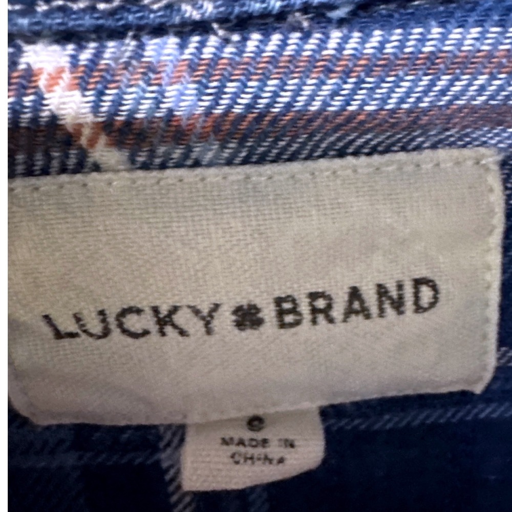 Lucky Brand Women Shirt S Blue Plaid Western Pearl Snap Button Long Sleeve - Picture 4 of 7